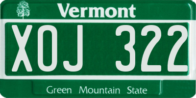 VT license plate XOJ322