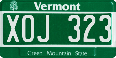 VT license plate XOJ323