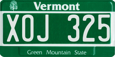 VT license plate XOJ325