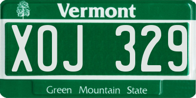 VT license plate XOJ329