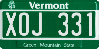 VT license plate XOJ331
