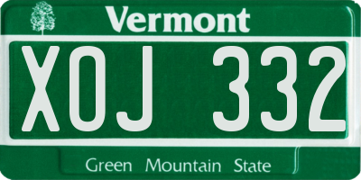 VT license plate XOJ332