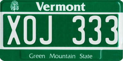 VT license plate XOJ333