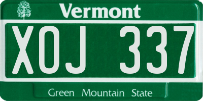 VT license plate XOJ337