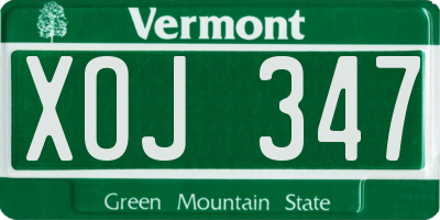 VT license plate XOJ347