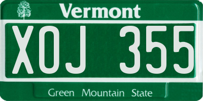 VT license plate XOJ355