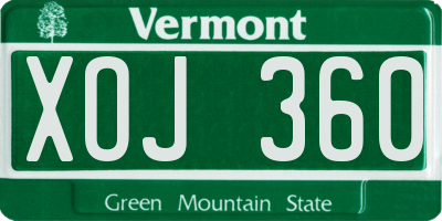 VT license plate XOJ360