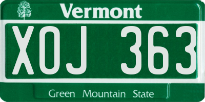 VT license plate XOJ363