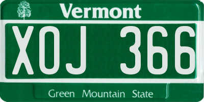 VT license plate XOJ366