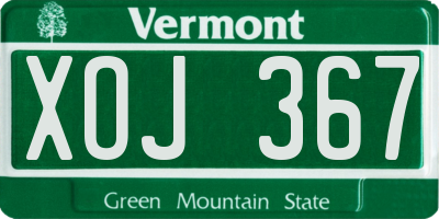 VT license plate XOJ367