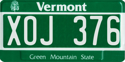 VT license plate XOJ376