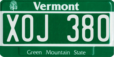VT license plate XOJ380