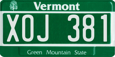 VT license plate XOJ381