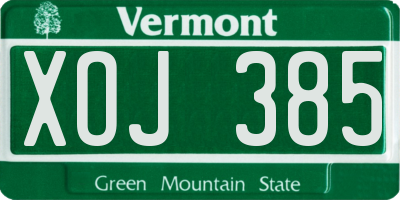 VT license plate XOJ385