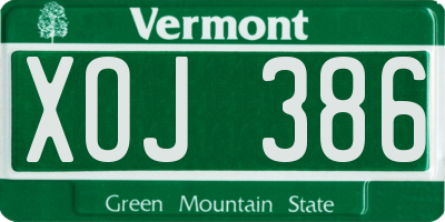 VT license plate XOJ386