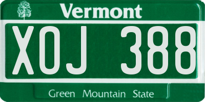VT license plate XOJ388