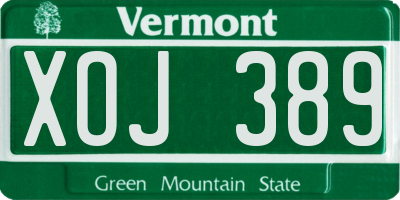 VT license plate XOJ389