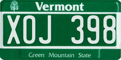 VT license plate XOJ398