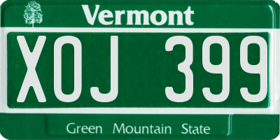 VT license plate XOJ399