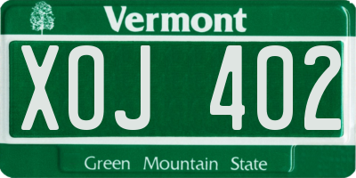 VT license plate XOJ402