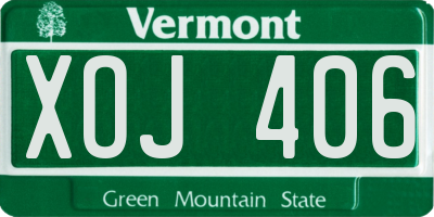 VT license plate XOJ406