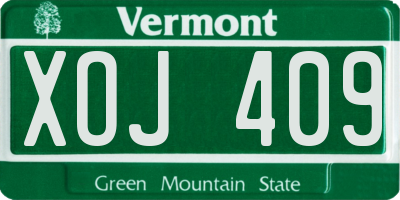 VT license plate XOJ409