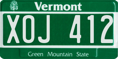 VT license plate XOJ412