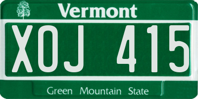 VT license plate XOJ415