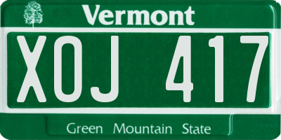 VT license plate XOJ417