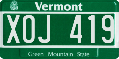 VT license plate XOJ419