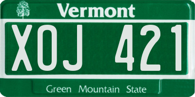 VT license plate XOJ421