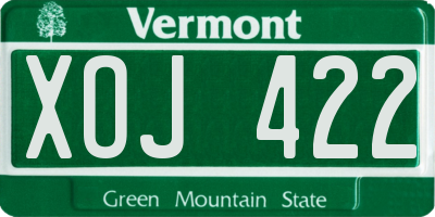VT license plate XOJ422