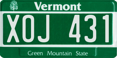 VT license plate XOJ431