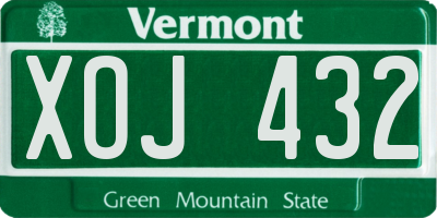 VT license plate XOJ432