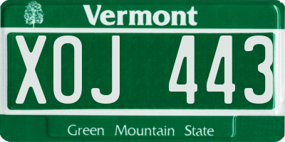 VT license plate XOJ443