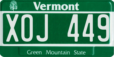 VT license plate XOJ449
