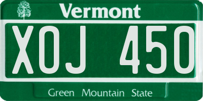 VT license plate XOJ450