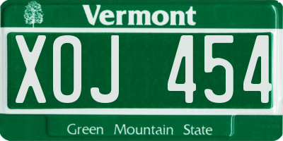 VT license plate XOJ454