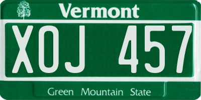 VT license plate XOJ457