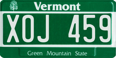 VT license plate XOJ459