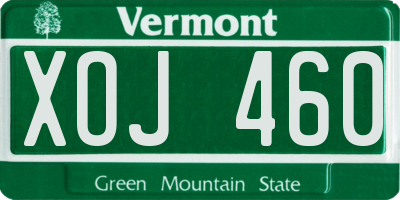 VT license plate XOJ460