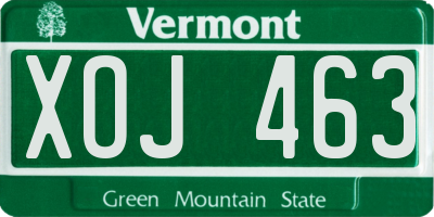 VT license plate XOJ463