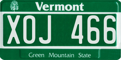 VT license plate XOJ466