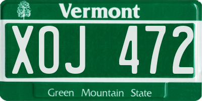 VT license plate XOJ472