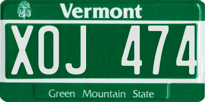VT license plate XOJ474