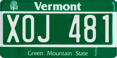 VT license plate XOJ481