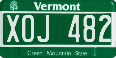 VT license plate XOJ482