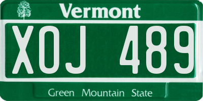 VT license plate XOJ489