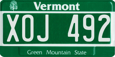 VT license plate XOJ492
