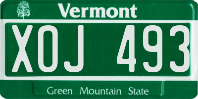 VT license plate XOJ493